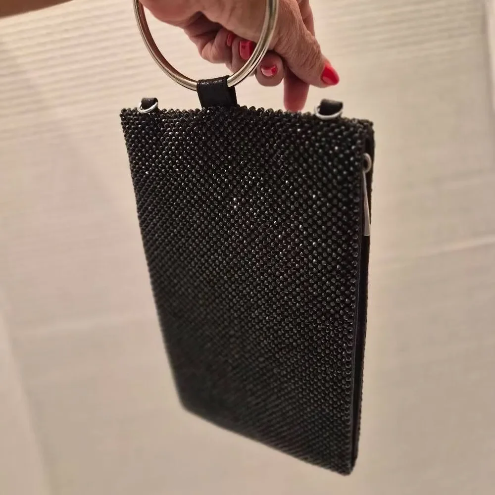 NWOT Black INC Molyy Sequin Bangle Clutch Party Pouch Bag Evening Purse Sexy